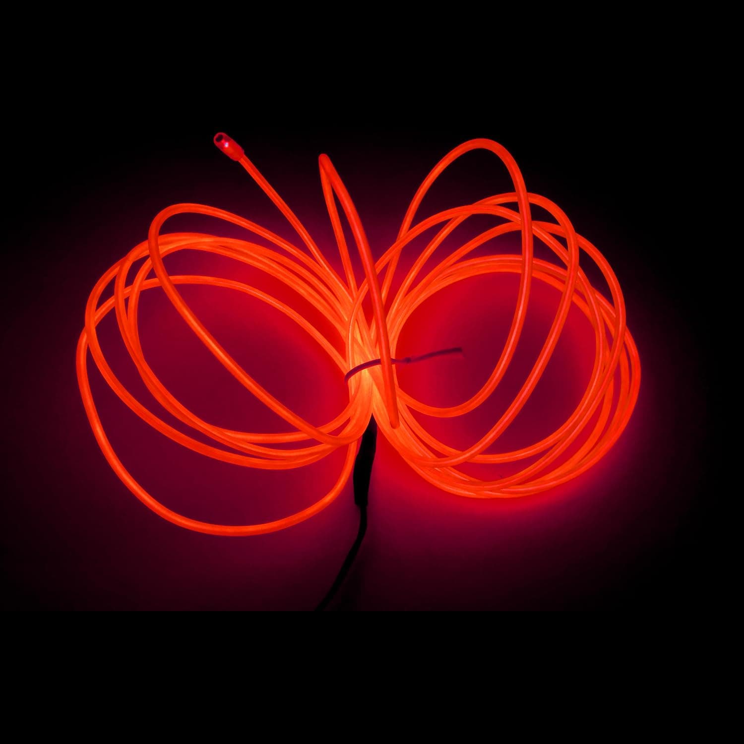 MaxLax EL Wire Red, 16.4ft/5m Portable Battery Pack Neon Light Strip 360° Cuttable Glowing Rope Lights for Parties, Halloween, DIY Decoration