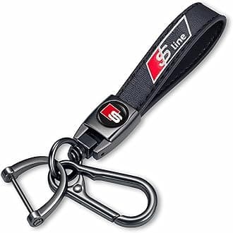 Genuine Leather Key Chain for Audi S Line Keychain KeyRing for Men and Woean Accessories Black
