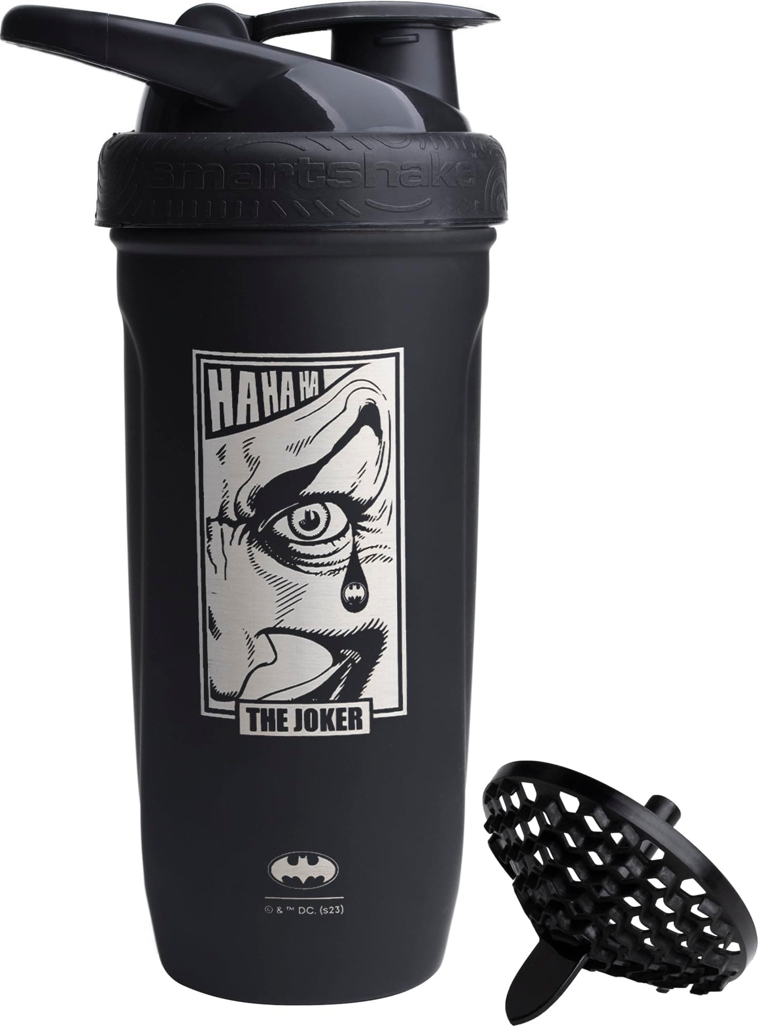 DC COMICS Reforce Stainless Steel Protein Shaker Bottle 900 ml | 30 oz - Leakproof Screw-on Lid - BPA Free – Unisex - Non Insulated - The Joker Logo