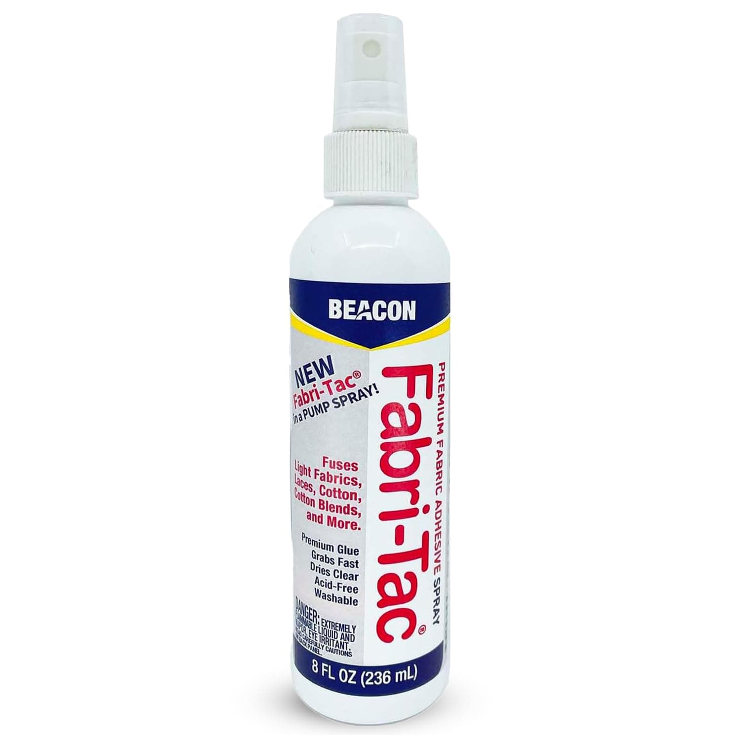 BEACON Fabri-Tac Spray - Premium Permanent Fabric Adhesive for Upholstery and More- Machine Washable and Flexible, 8-Ounce