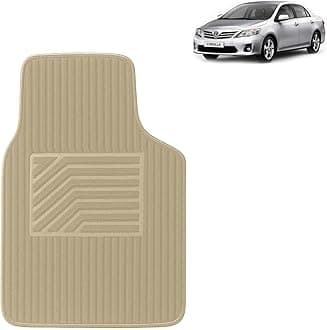 KINGSWAY Accessories Anti Slip Carpet Foot Mats Compatible with Toyota Corolla Altis (Year 2007-2013) Shield to Protect Your Car Floor, Set of 5 Pcs, Universal Fit Car Mats, Beige