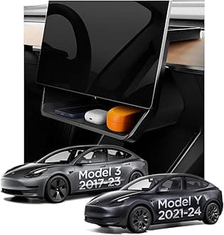 Tesla Model 3 2021-2023 and Model Y (~2024) Under Screen Centre Console Storage Organizer Tray, Smart Storage, Silicon Padding, Designed for Telsa Model Accessories - Black Edition