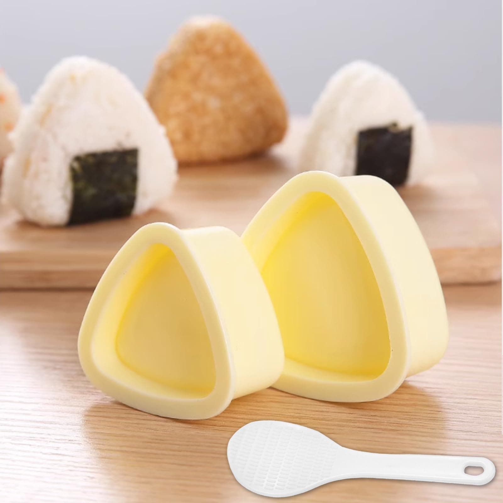 Onigiri Mold, 2 Pack Rice Ball Mold, Triangle Sushi Maker Press (Large & Small), Non Stick Sushi Rice Making Kit