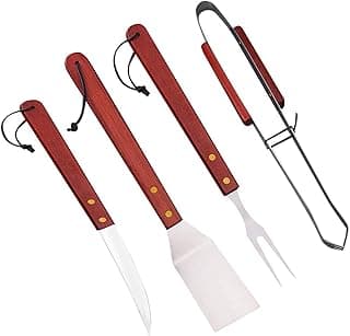 Reko 4 PCS Portable Grilling Utensil Kit, Compact Barbecue Tool Set - BBQ Tools Set, Suitable for Cooking and Camping Grilling Accessories