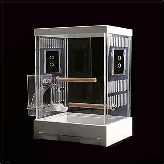 Bird cage White Bird Carrier Transparent Plastic Bird Travel Cage with Automatic Feeder for Indoor Outdoor Small Birds Display Bird's nest (Color : White)