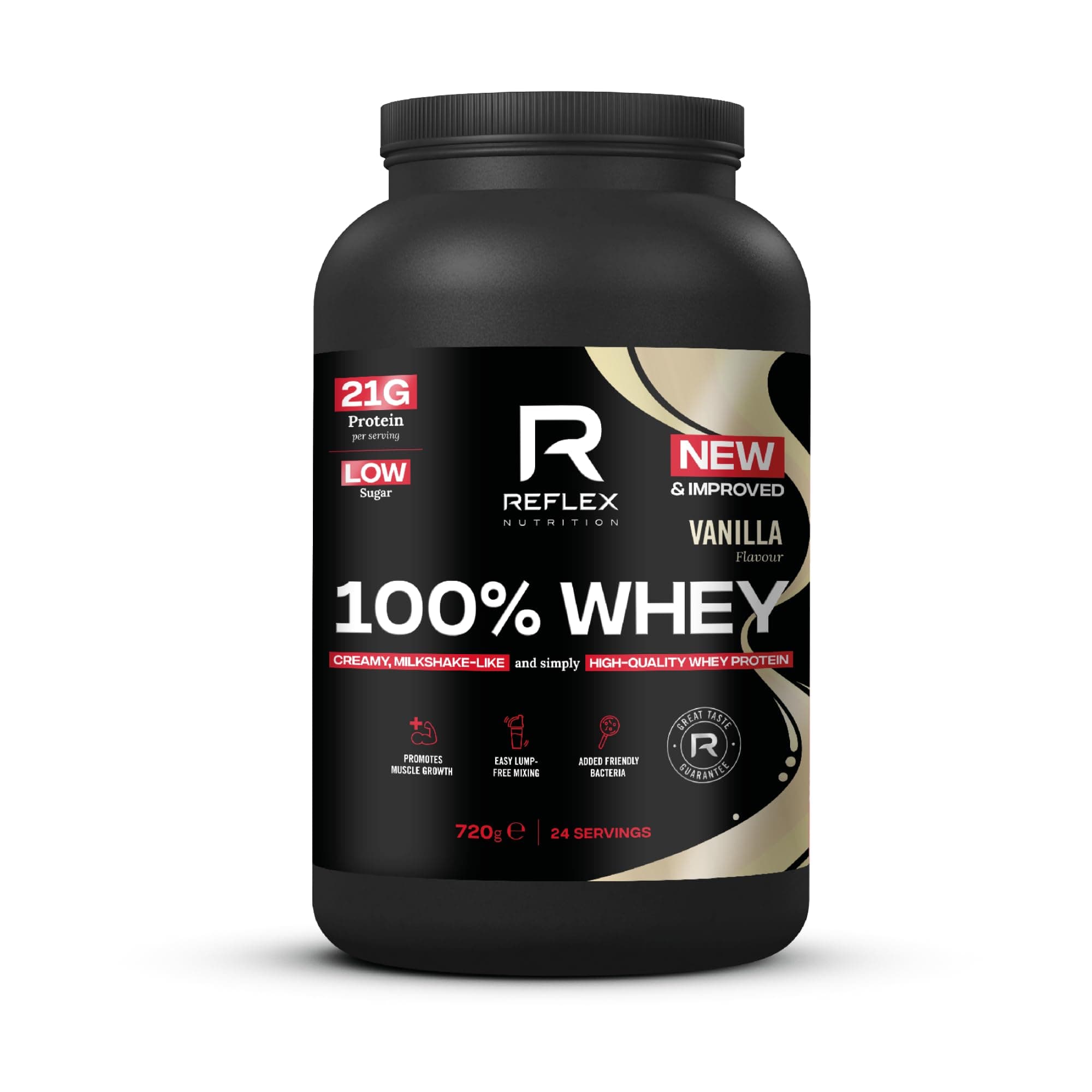 100% Whey Protein - 80% Pure Whey Protein - EAA Amino Acids - No Added Sugar - Whey Protein Powder for Pre Workout & Post Workout Recovery (Vanilla, 720g, 24 Servings)