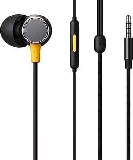 realme Buds 3 Wired Earphones with Mic (Black) | 9mm Dynamic Driver | 3.5mm Jack | Single Button Control | Braided Tangle-Free Cable | Model RMA2419 (Buds 3 3.5mm Wired Earphone, Color Black)