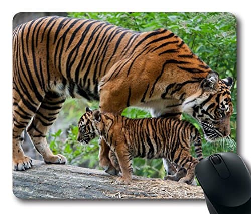 Mouse pad with Big Tiger With Her Cute Baby Cub Size in 9 inch(220mm) X 7 inch(180mm)