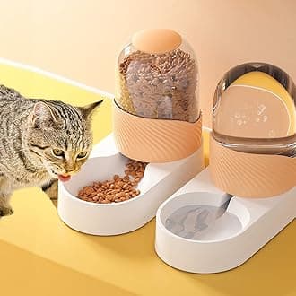 – Automatic Dog Cat Feeder and Water Dispenser, 3.8L Large Capacity Dog Water Dispenser Dog Food Dispenser Set for Small, Medium and Large Pets (orange, food feeder+water dispenser)