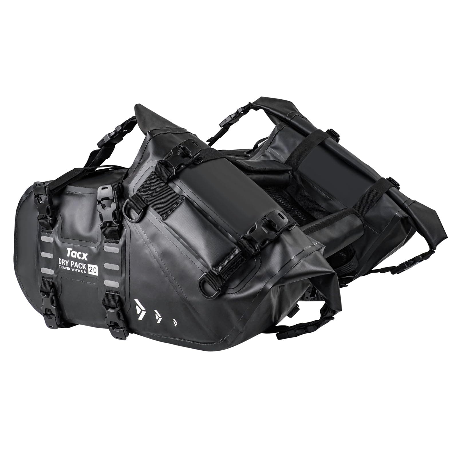 Motorcycle Saddle Bags Tail Bag, 20L Roll-top Waterproof Motor Detachable Side Trunk Bag, Motor Panniers Luggage Bag for Motorcy