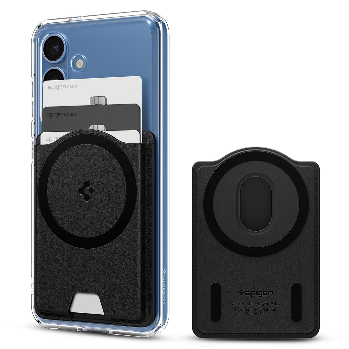 Spigen Valentinus MagFit+ Magnetic Wallet Card Holder 3-Cards Compatible with Samsung Galaxy S26/ S26 Plus/ S26 Ultra / S25 Series/Z Fold 7, MagSafe Accessories - Black