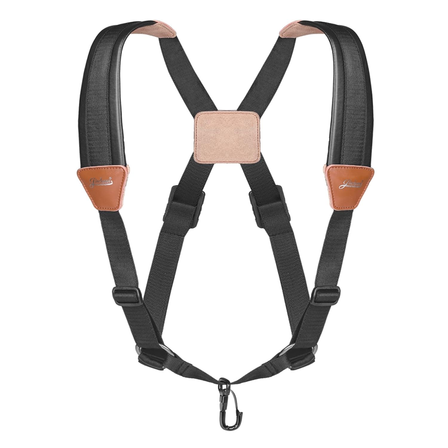 Professional Saxophone Shoulder Strap w/Adjustable Chest Harness Design, Soft Padded Sax Holder w/Swivel Metal Hook, Musical Instrument Accessory for Alto Tenor Soprano Baritone Sax, Black