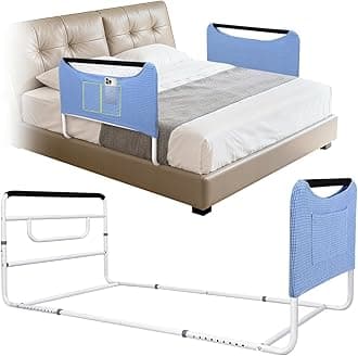 Mybow Bed Railings for Seniors, Adjustable Bed Assist Rails, Medical Safety Handrails for Elderly Adults, Under Mattress Bedrail for Queen, Full & Twin - Dual Bedside Hand Rail