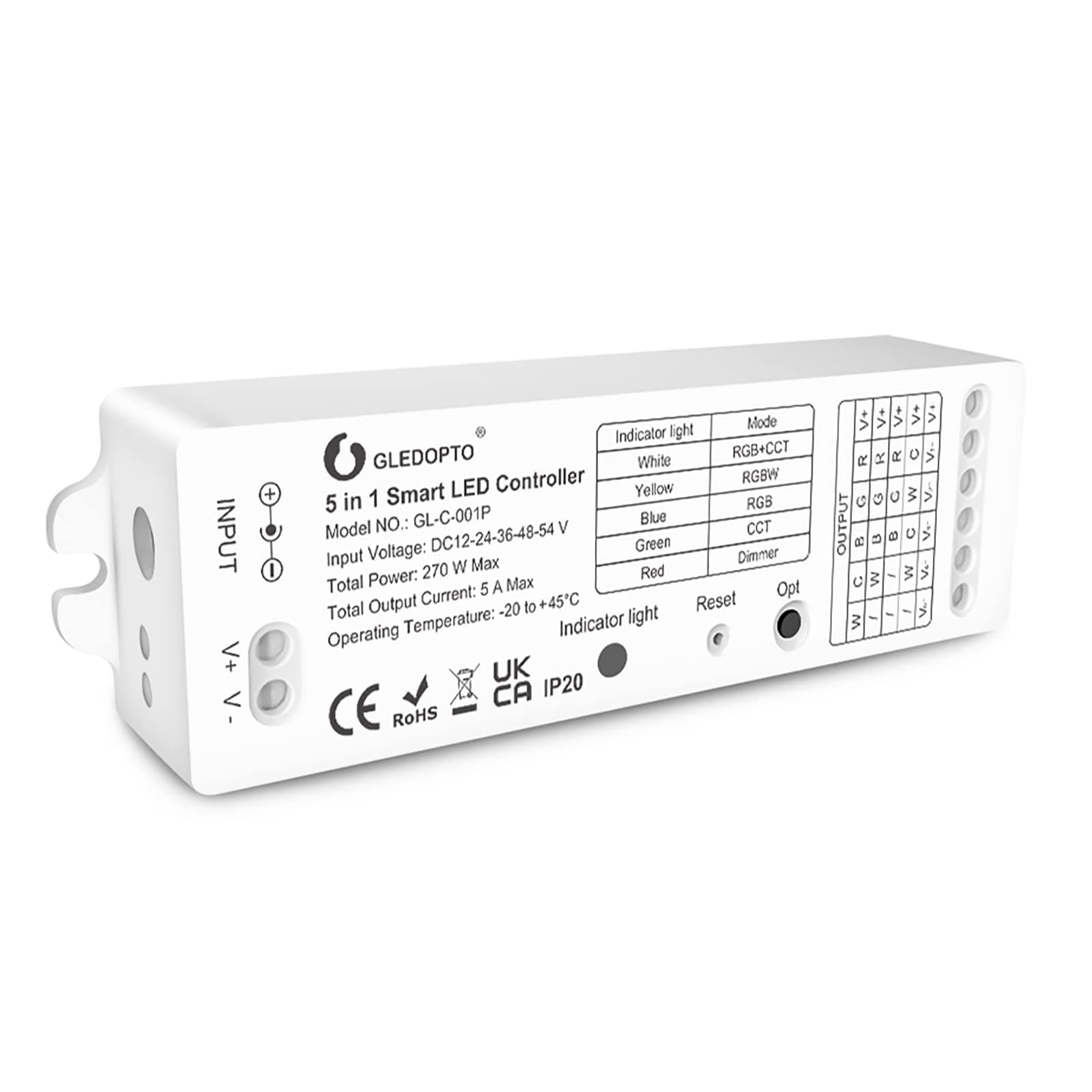 Gledopto 5 in 1 Zigbee3.0 LED Strip Controller RGBCCT RGBW WWCW RGB Dimmer Compatible with SmartThings Amazon Alexa App/Voice/Remote Control…