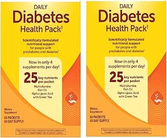 Nature Made Diabetes Health Pack, 60 Packets, Pack of 2, Bundle with Weekly Pill Organizer