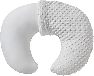 Nursing Pillow and Positioner with Cover for Breastfeeding and Bottle Feeding, Propping Baby, Tummy Time, Baby Sitting Support, Awake-Time Support (White, 22" x 17.7" x 5.9")