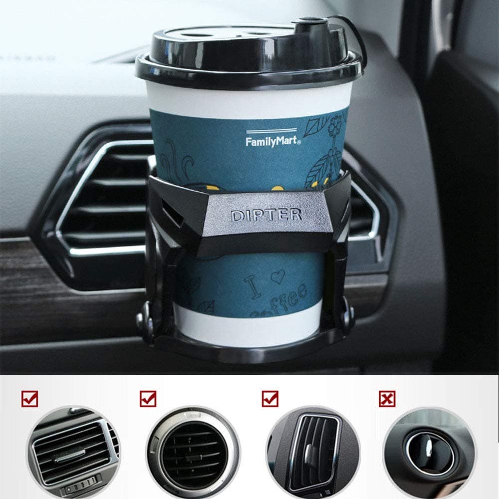 UMISKY Smart Drink Clip-on Holder Adjustable Car Air Vent Cup Mount Car Cup Holders for Hot Drinks Soft Drink Water Coffee Bottle Stand (Black01)