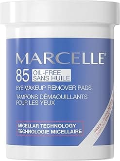 MARCELLEOil-Free Eye Make-Up Remover Pads, Sensitive Eyes, Long-Wearing Makeup Removal, Micellar Technology, Hypoallergenic, Fragrance-Free, Paraben-Free, Alcohol-Free, Cruelty-Free, 85 Pads
