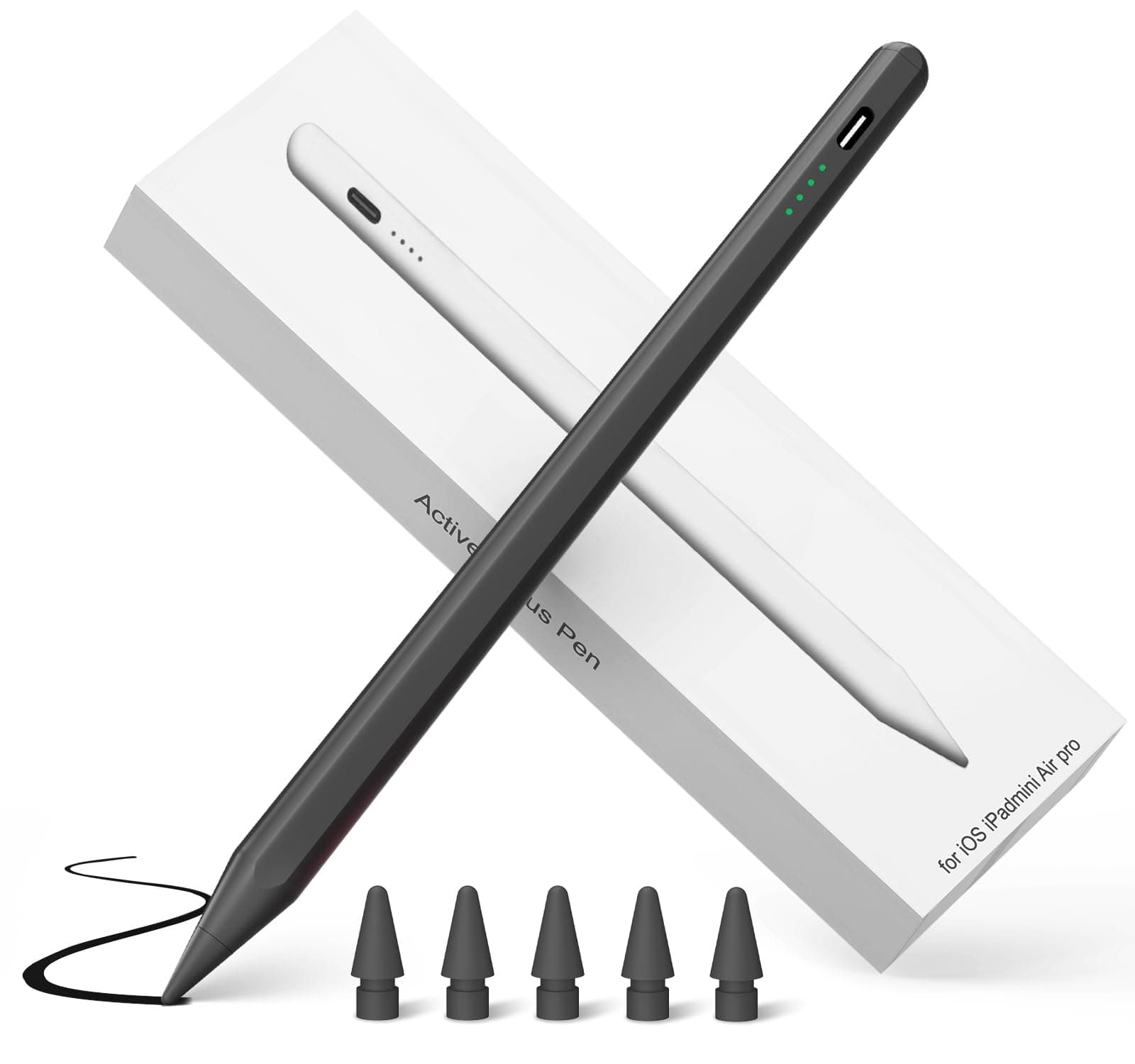 Pencil for Apple iPad 10th Generation, 2025-2018 Fast Charge & Palm Rejection Stylus Pen for iPad 10/9/8/7/6th Gen, Air 11"-13"/M3/M2/5/4/3rd, Pro 11"/12.9"/13"/M4, Mini 6/5th - Black