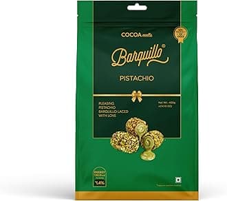 Barquillo Premium Pistachio Coated Chocolate Pouch -20 Pcs (400 gm) | Pista Cream Filled Biscuit Roll imported | Dubai couverture taste | Festive Gift Pack Celebration specially for Festivals