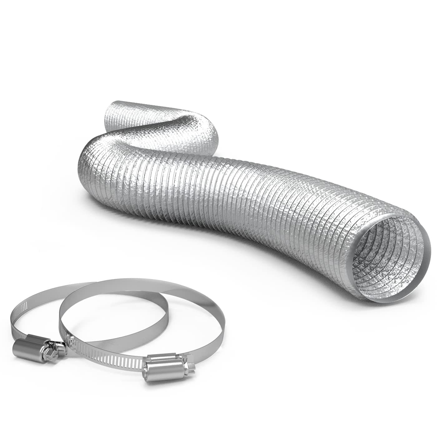 4 Inch Aluminum Flex Duct - 25 FT Long, Flexible Ducting with 2 Clamps, 3 Layer HVAC Ventilation Air Hose - Great for Dryer, Grow Tent, Green Houses, Household HVAC Venting