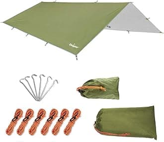 Hammock Rain Fly Waterproof Tent Tarp, UV Protection and PU 3000mm Waterproof, Lightweight for Camping, Backpacking and Outdoor Adventure