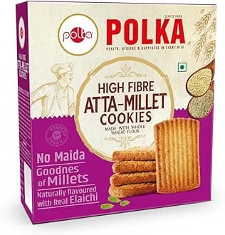 Millet Atta Biscuits - 100% Wheat, No Maida | Elaichi Flavour High Fiber I Handmade Cookies | Healthy Snacks For Adults and Kids | Tasty & Wholesome Tea Time Snack (Pack Of 1)