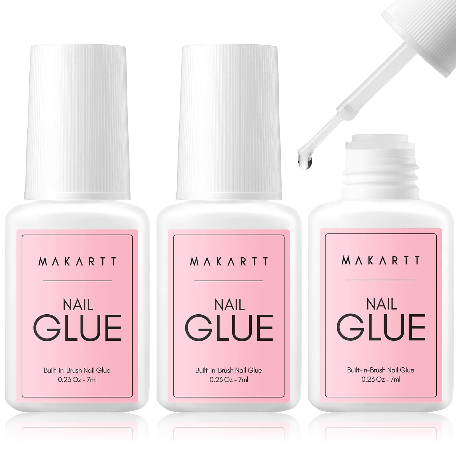 3 Pcs Nail Glue for Acrylic Nails, Super Brush on Nail Glue Kit Bond Quickly, Artificial Nail Adhesive Glue for Nail Repair, S-09