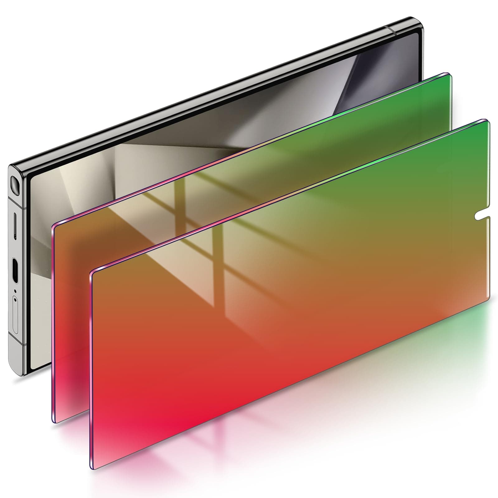 LYWHL 2 Pack for Samsung Galaxy S24 Ultra Privacy Screen Protector [Support Fingerprint Unlock], Colorful Gradient Anti Blue Light Anti Spy HD Screen Protector PET Material Film Easy Installation