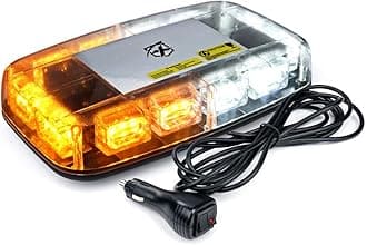 Xprite[Upgraded] 12" Rooftop Strobe Beacon Light, White Amber LED Emergency Warning Flashing Mini Lights Bar for Construction Vehicles Trucks Snowplow Snowstorm Foggy Days Safety