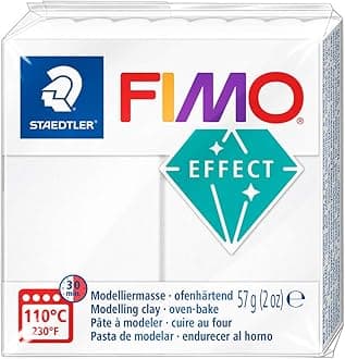 STAEDTLER 8020-014 FIMO Effect Oven-Hardening Polymer Modelling Clay - Translucent White (57g)