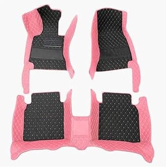 Custom car Floor mats Suitable for 98% car Truck SUV,car mats All Weather Personalized,Full Coverage Luxury Car Mats, Anti-Slip Leather Floor mats.Floor Liner Car Accessories (Black+Pink Side)