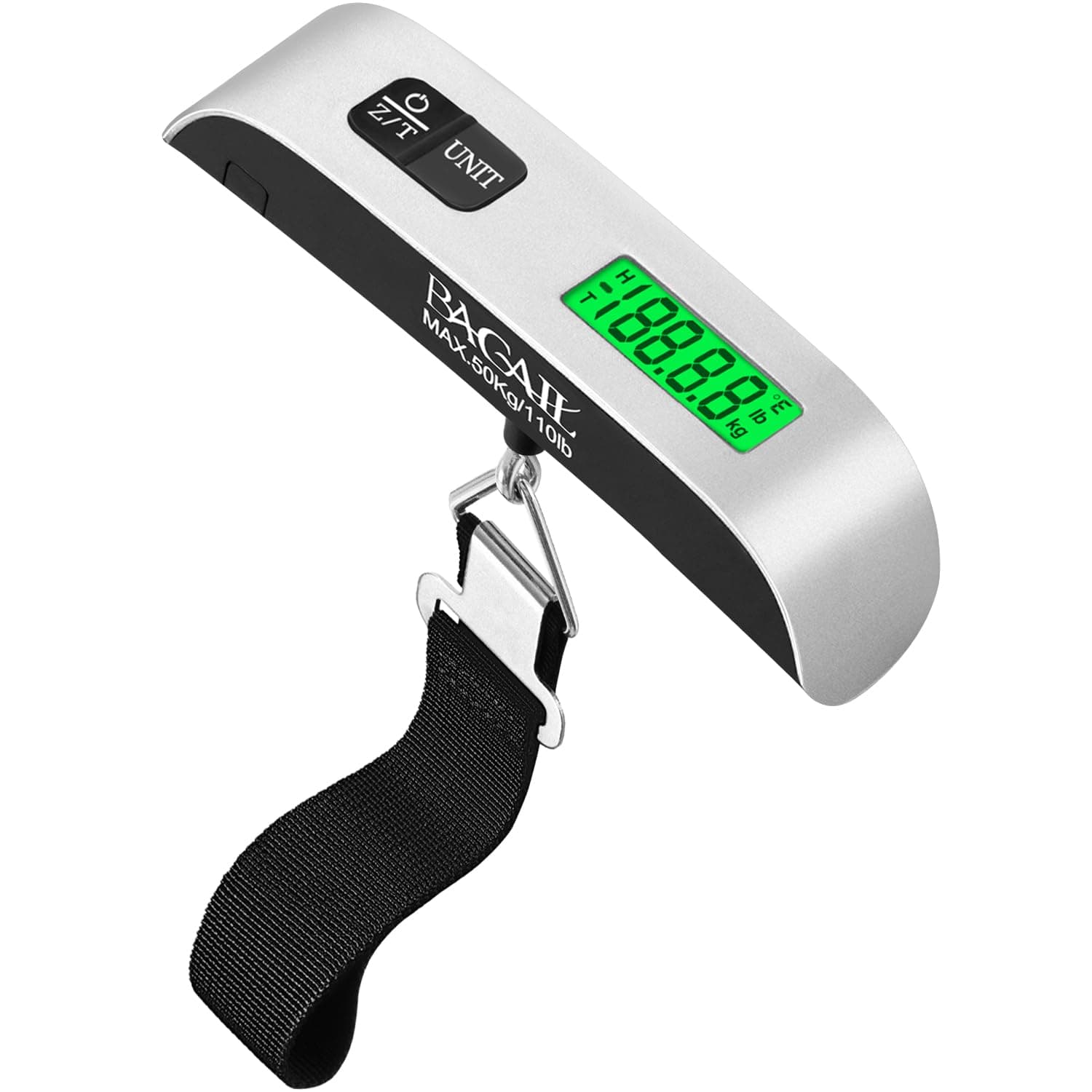 Digital Luggage Scale, 110lbs Hanging Baggage Scale with Backlit LCD Display, Portable Suitcase Weighing Scale, Travel Luggage Weight Scale with Hook, Strong Straps for Travelers