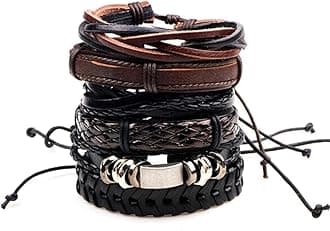 Shining Diva FashionStylish Multicolour Multilayer Leather Bracelet for Men