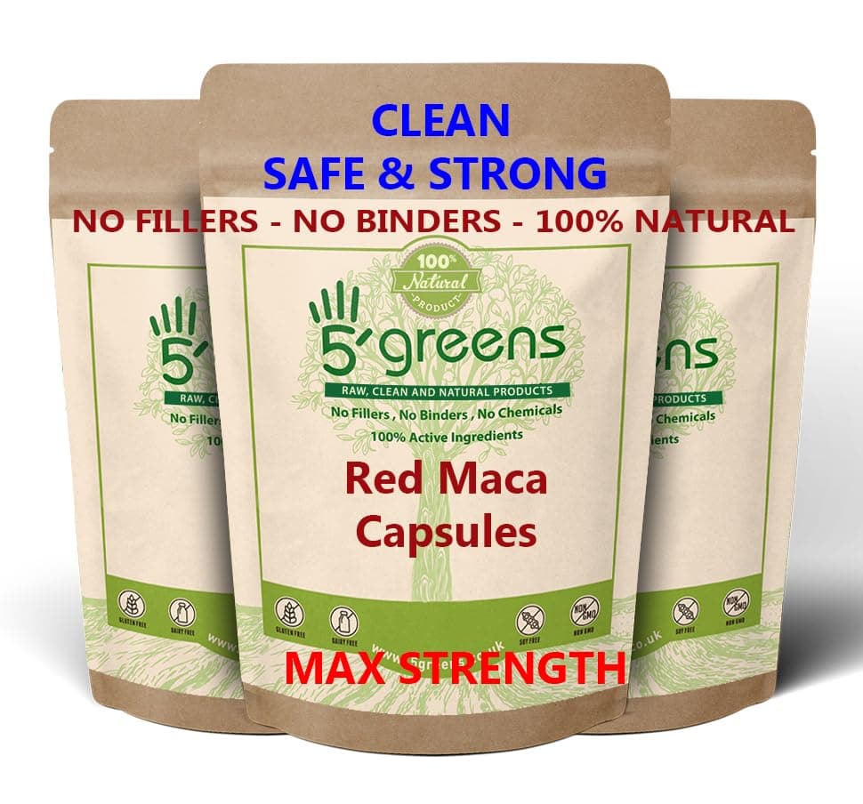 Red Maca Root 6000mg Capsules Gelatinized - (120 Capsule Pouch) 600mg 10:1 Extract