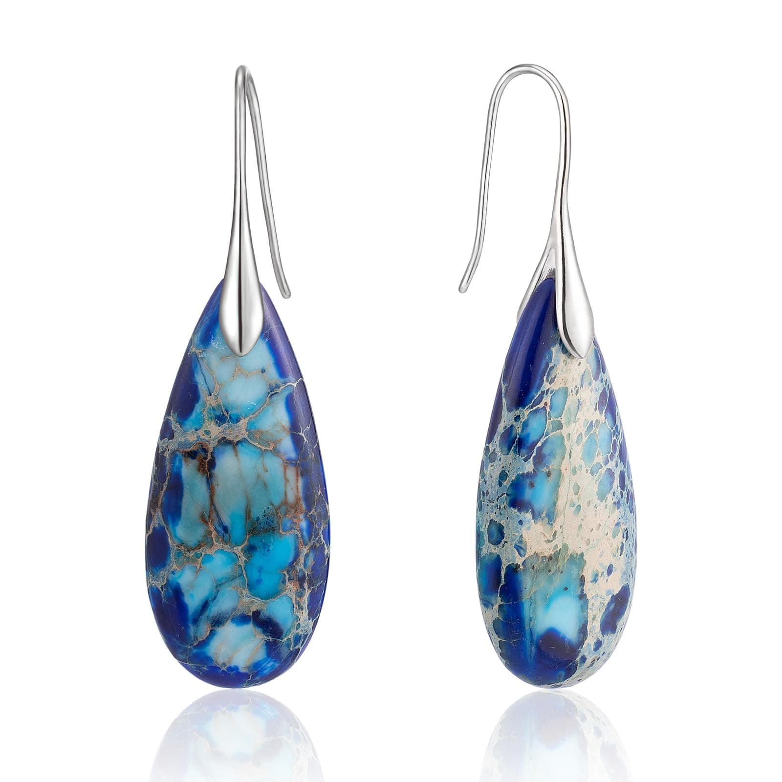 SELOVO Stone Fishhoop Dangle Drop Earrings Statement Earrings Silver Tone