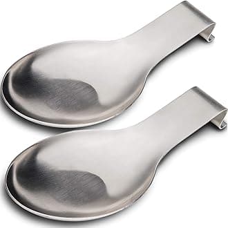 Stainless Steel Spoon Rest, Spatula Ladle Holder, Stainless Steel Utensil Spoon Rest Holder, Brushed Finish, Dishwasher Safe 9.8 x 3.7 Inch (Silver 2PCS)