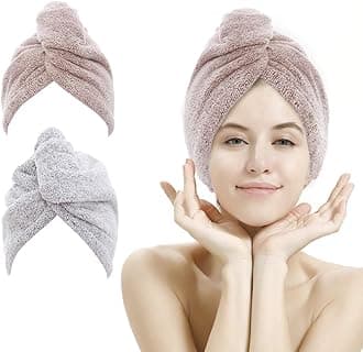 Microfibre Turban Towel with Buttons (Pack of 2)