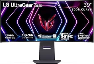 LG 39GS95QE Ultragear OLED Curved Gaming Monitor 39-Inch WQHD 800R 240Hz 0.03ms DisplayHDR True Black 400 AMD FreeSync Premium Pro NVIDIA G-Sync HDMI 2.1 DisplayPort Tilt/Height/Swivel Stand - Black