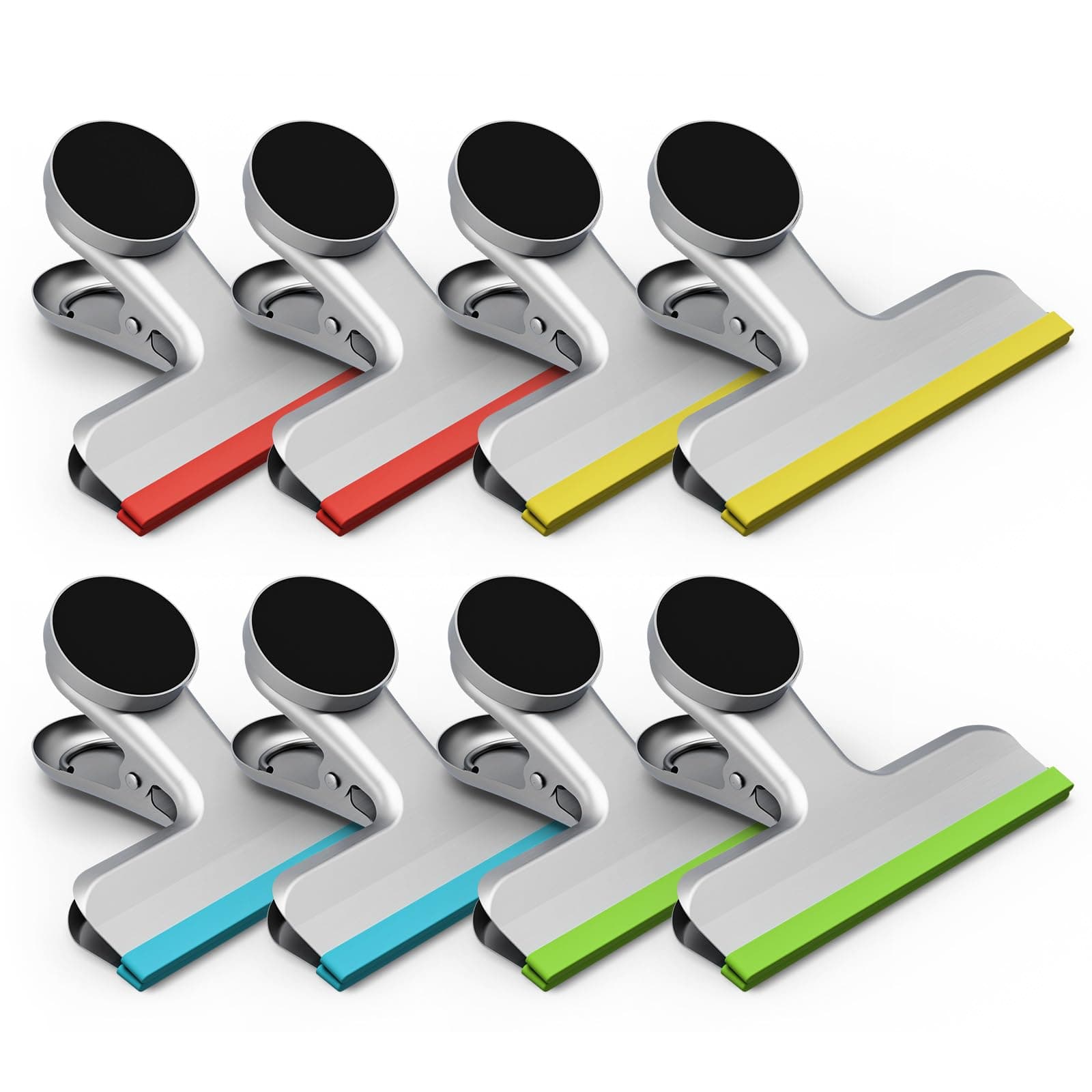 HOUSE AGAIN Chip Clips Bag Clips, 8 Pack Magnetic Airtight Bag Clip, Stainless Steel Snack Clips with Silicone-Edged Seal (Non-Scratch), Heavy Duty Food Clips for Fridge & Kitchen Storage
