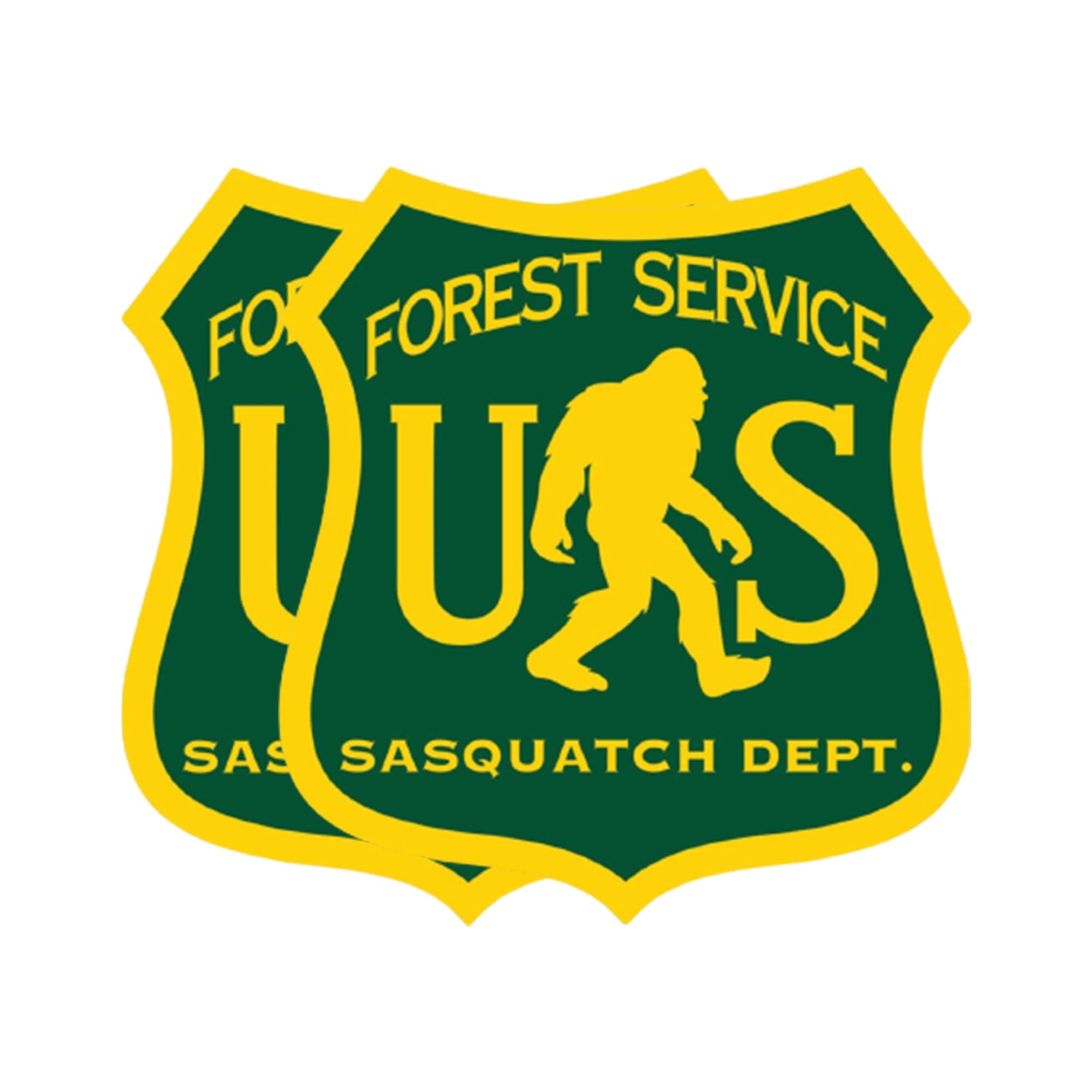 - eDesign 2-Pack US Forest Service Sasquatch Dept Vinyl Sticker Bigfoot Decal - 4 Inches - Bigfoot Stickers for Car Truck SUV Van Window Bumper Wall Laptop Tablet Cup Tumbler and Any Smooth Surface
