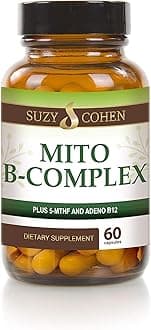 Script Essentials Suzy Cohen, Mito B Complex Dietary Supplement, 5-MTHF, Adeno B12, Methylation Support, Supports Healthy Nervous System, Boost Energy, Vitamin B, 60 Servings