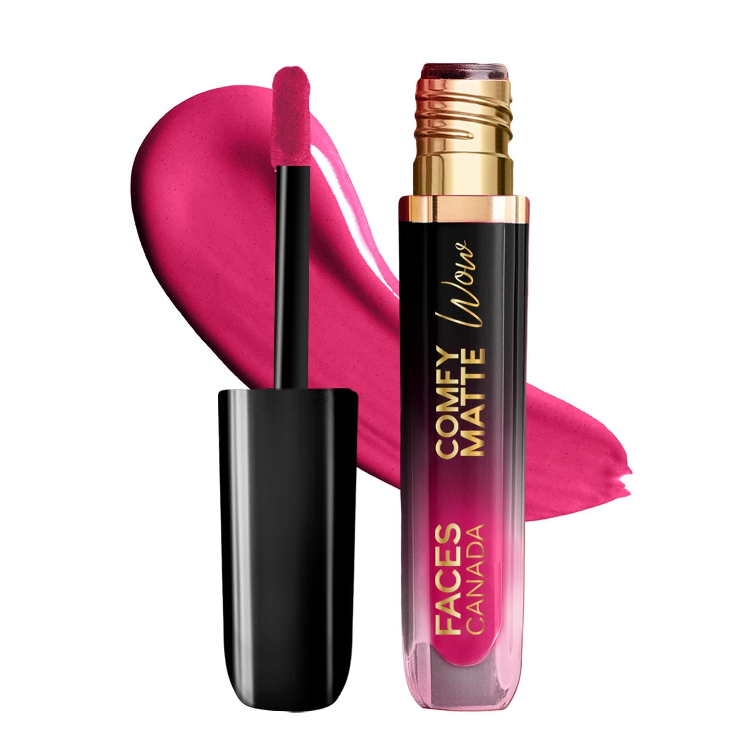 FACES CANADA Comfy Matte Wow Liquid Lipstick - Fuschia Fun 06 (Pink) 3.8ml | One Swipe Application | Highly Pigmented | Comfortable Wear | Glides Smoothly | Long Lasting | Transferproof