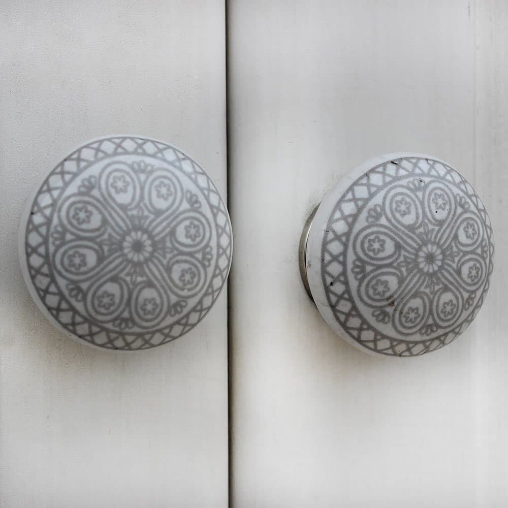Indian Shelf Pack of 1 Grey Ceramic Decorative Drawer Handles Cabinet Knobs Dresser Pulls Stylish Hardware Wheel Flat