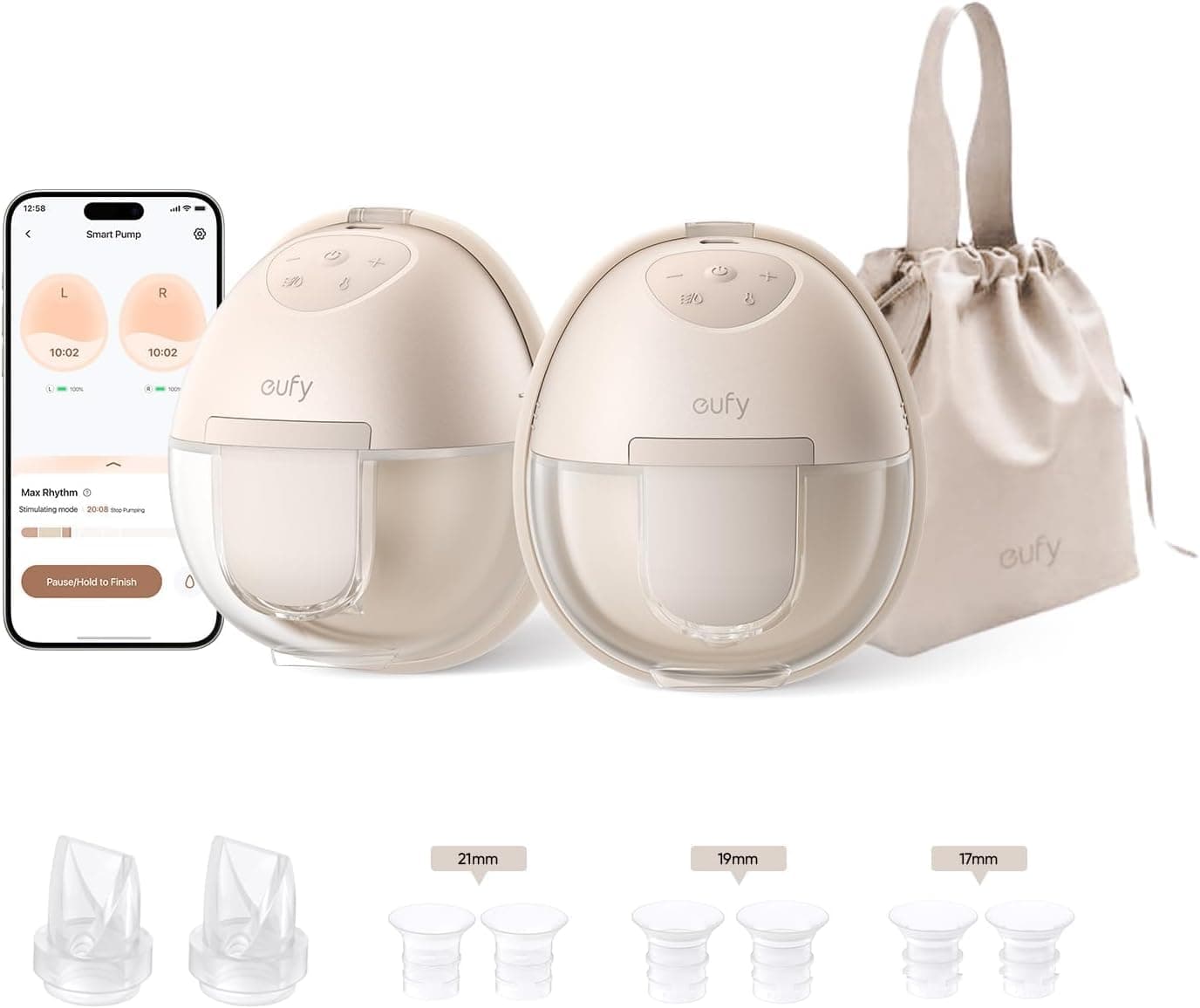 eufy Security Wearable S1(T8D02), Electric Hands-Free Breast Pump, Hospital-Grade Suction, Leak-Proof and Ultra-Quiet, Upgraded
