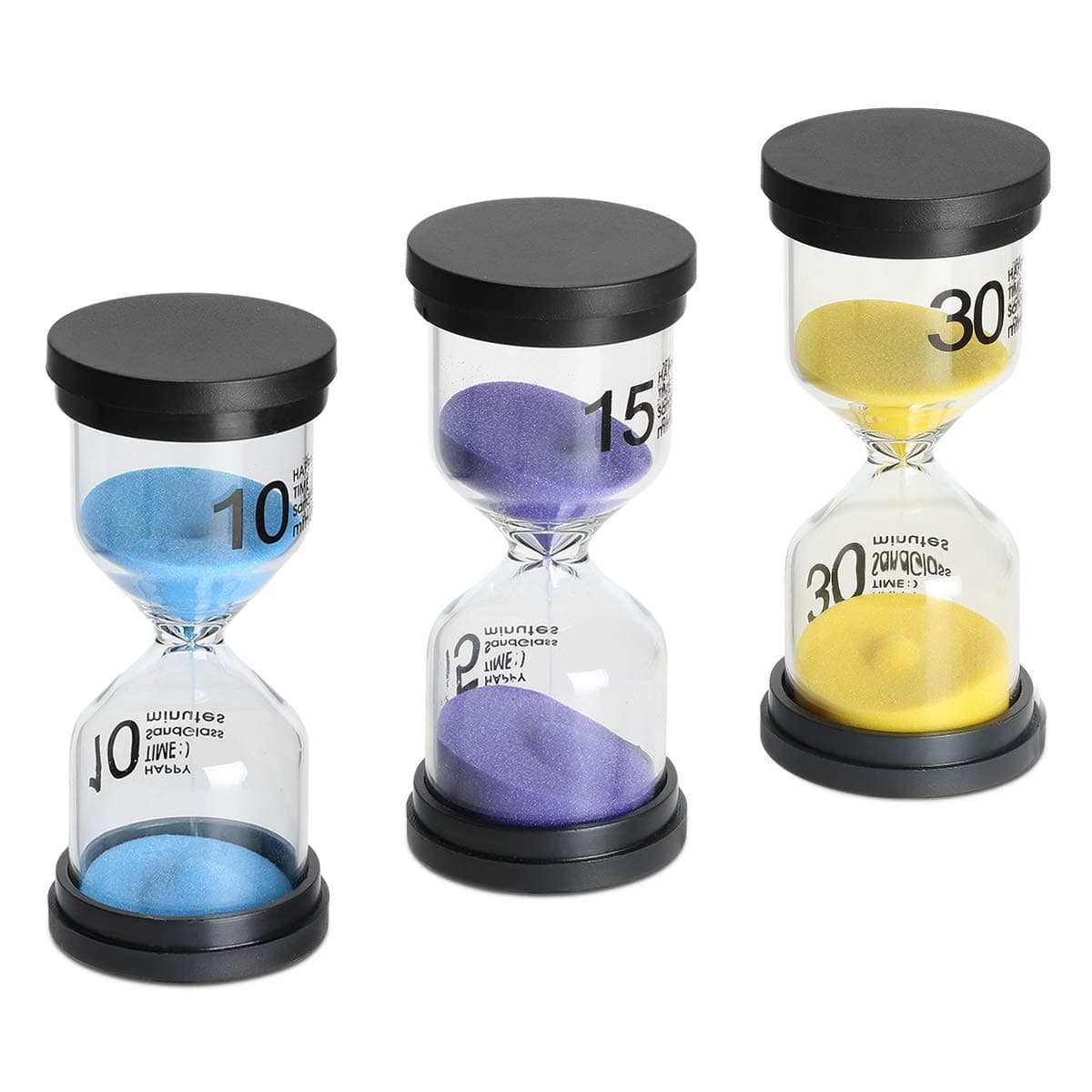 Sand Timer 3 Pack,Sageme Hourglass Timer Sandglass Hourglass Sand Clock 10/15 / 30 Minutes for Kids, Classroom, Kitchen, Games, Brushing Timer, Home Office Decoration Timers (3 Colors)