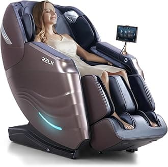 RELX Massage Chair Full Body, 20 Modes Zero Gravity SL-Track Shiatsu Massage Chair Built-in Heat System, Airbag Massage with Body Scan, Deep Yoga Stretch, Calfrest Extension and AI Control(Brown)