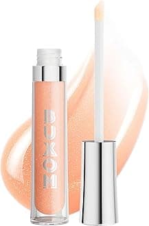 Full-On Plumping Lip Polish, Tinted Lip Plumper Gloss with Peptides & Vitamin E, High-Shine Lip Gloss that Nourishes, Vegan, BX Amber (Light Peach with Golden Shimmer)
