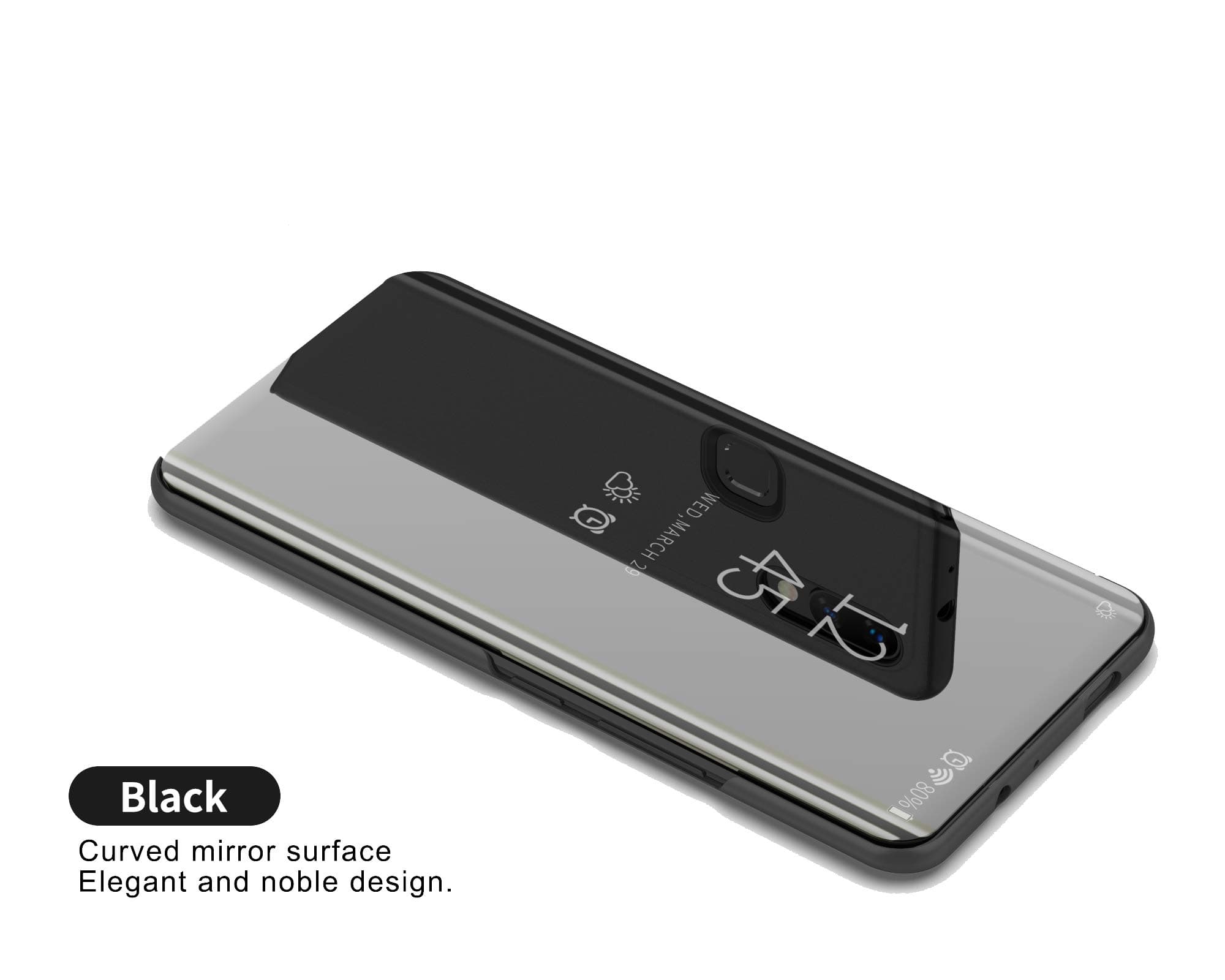 SHIEID Case for Samsung Galaxy J6 Plus/J6 Prime Mirror Plating Flip Case for Samsung Galaxy J6 Plus/J6 Prime-Black