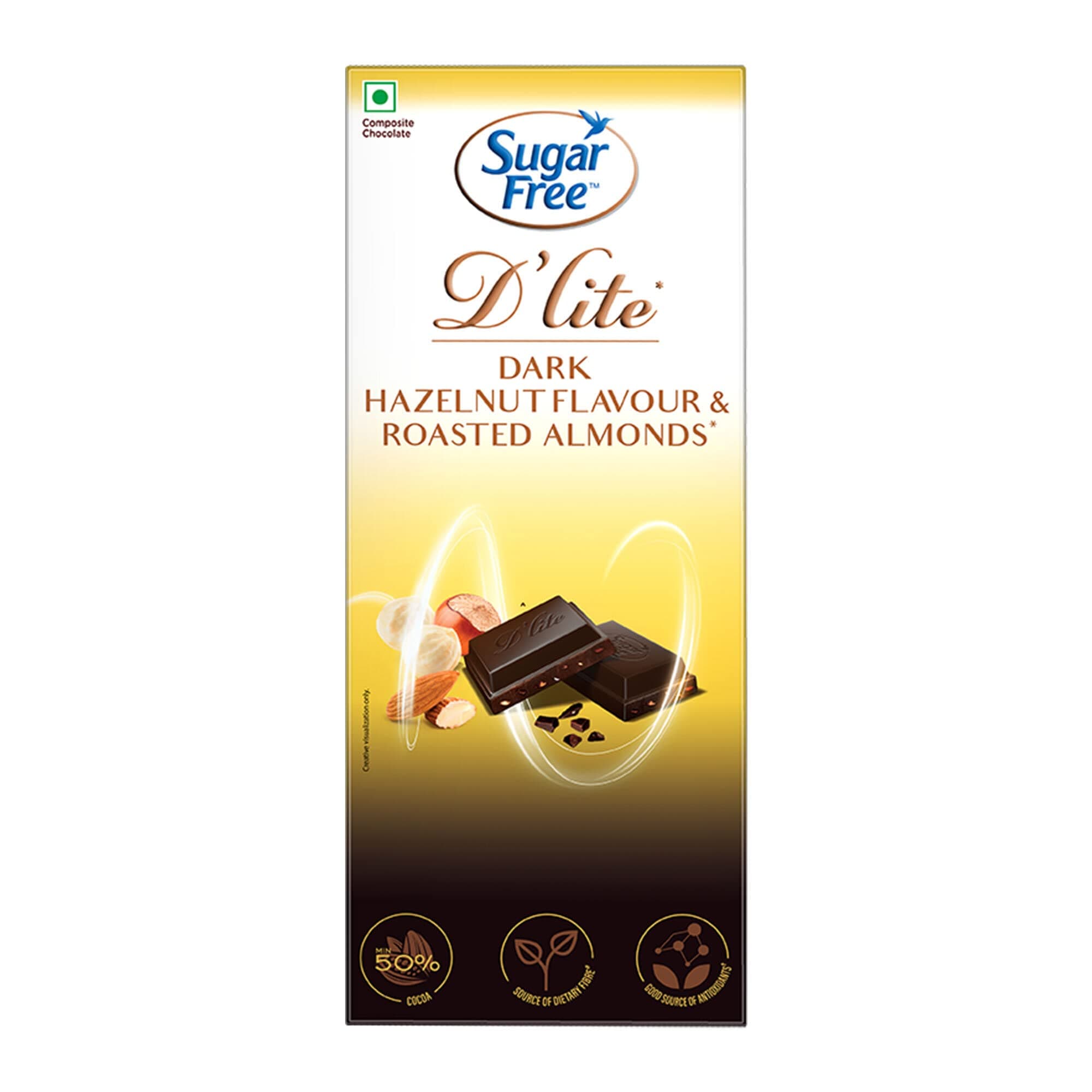 Dark Chocolate | Hazlenut & Almonds Dark Chocolate Bar | Pack Of 1 (80 Gram) | No Added Sugar | Keto Friendly & Vegan | Gluten Free | Guilt Free Extreme Delight With 50% Cocoa